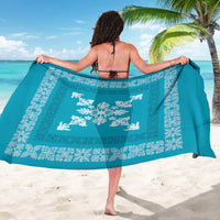 Hawaiian Quilt Block Design Sarong Teal Hawaii Culture Motifs - Polynesian Pride