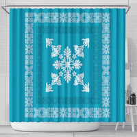 Hawaiian Quilt Block Design Shower Curtain Teal Hawaii Culture Motifs LT9 - Polynesian Pride