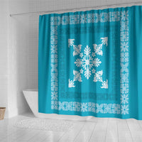 Hawaiian Quilt Block Design Shower Curtain Teal Hawaii Culture Motifs LT9 - Polynesian Pride