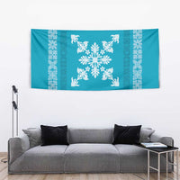 Hawaiian Quilt Block Design Tapestry Teal Hawaii Culture Motifs - Polynesian Pride