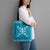 Hawaiian Quilt Block Design Tote Bag Teal Hawaii Culture Motifs - Polynesian Pride