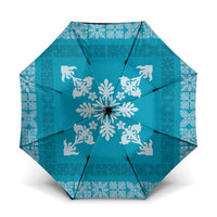 Hawaiian Quilt Block Design Umbrella Teal Hawaii Culture Motifs - Polynesian Pride
