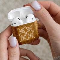 Hawaiian Quilt Pattern AirPods Case Gold Hawaii Culture Tropical - Polynesian Pride