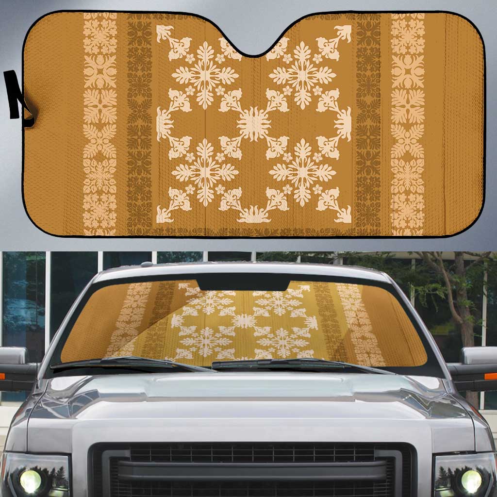 Hawaiian Quilt Pattern Auto Sun Shade Gold Hawaii Culture Tropical - Polynesian Pride