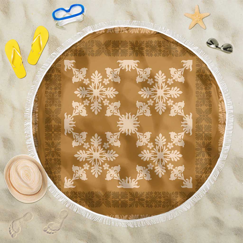 Hawaiian Quilt Pattern Beach Blanket Gold Hawaii Culture Tropical - Polynesian Pride
