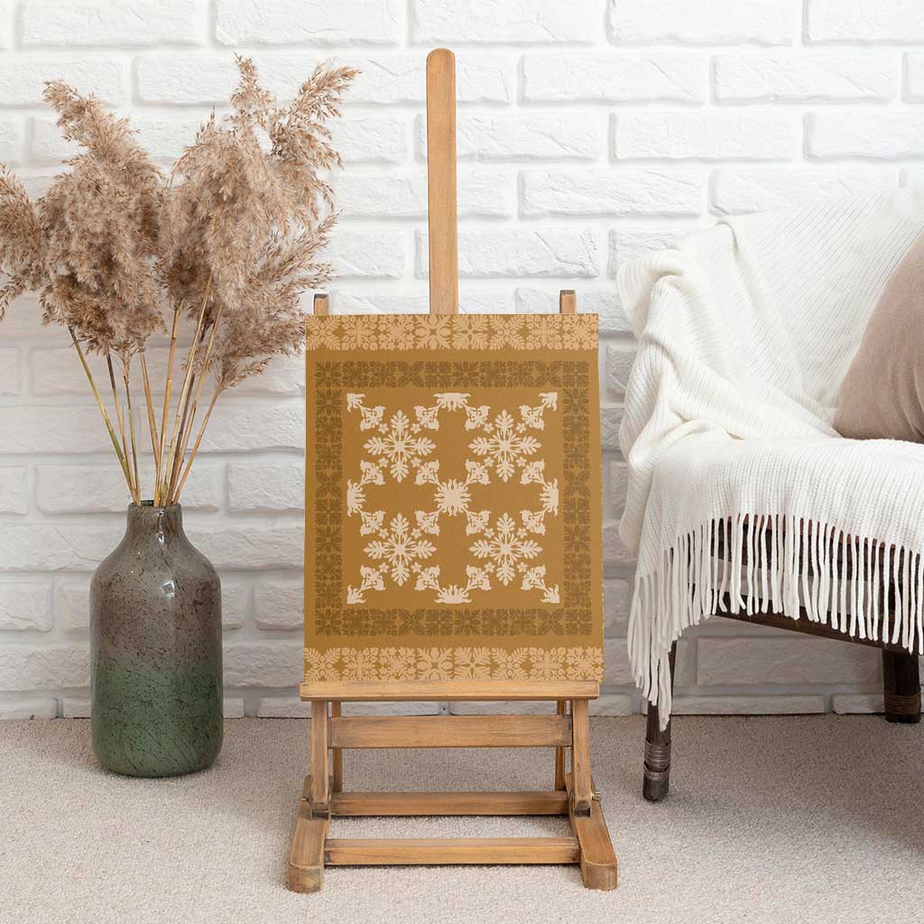 Hawaiian Quilt Pattern Canvas Wall Art Gold Hawaii Culture Tropical - Polynesian Pride