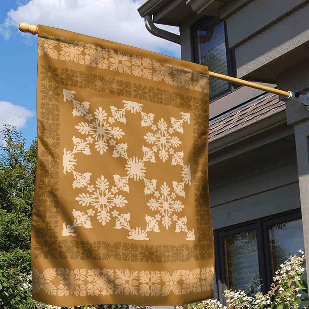 Hawaiian Quilt Pattern Garden Flag Gold Hawaii Culture Tropical - Polynesian Pride