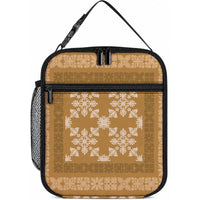 Hawaiian Quilt Pattern Lunch Bag Gold Hawaii Culture Tropical LT9 10.2 × 8.3 × 4.3 inch Gold - Polynesian Pride
