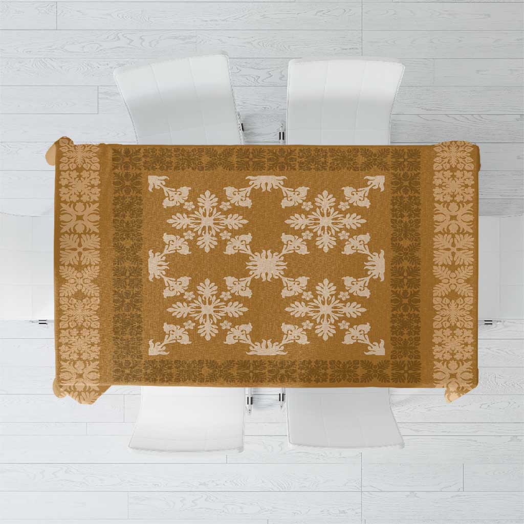 Hawaiian Quilt Pattern Tablecloth Gold Hawaii Culture Tropical - Polynesian Pride