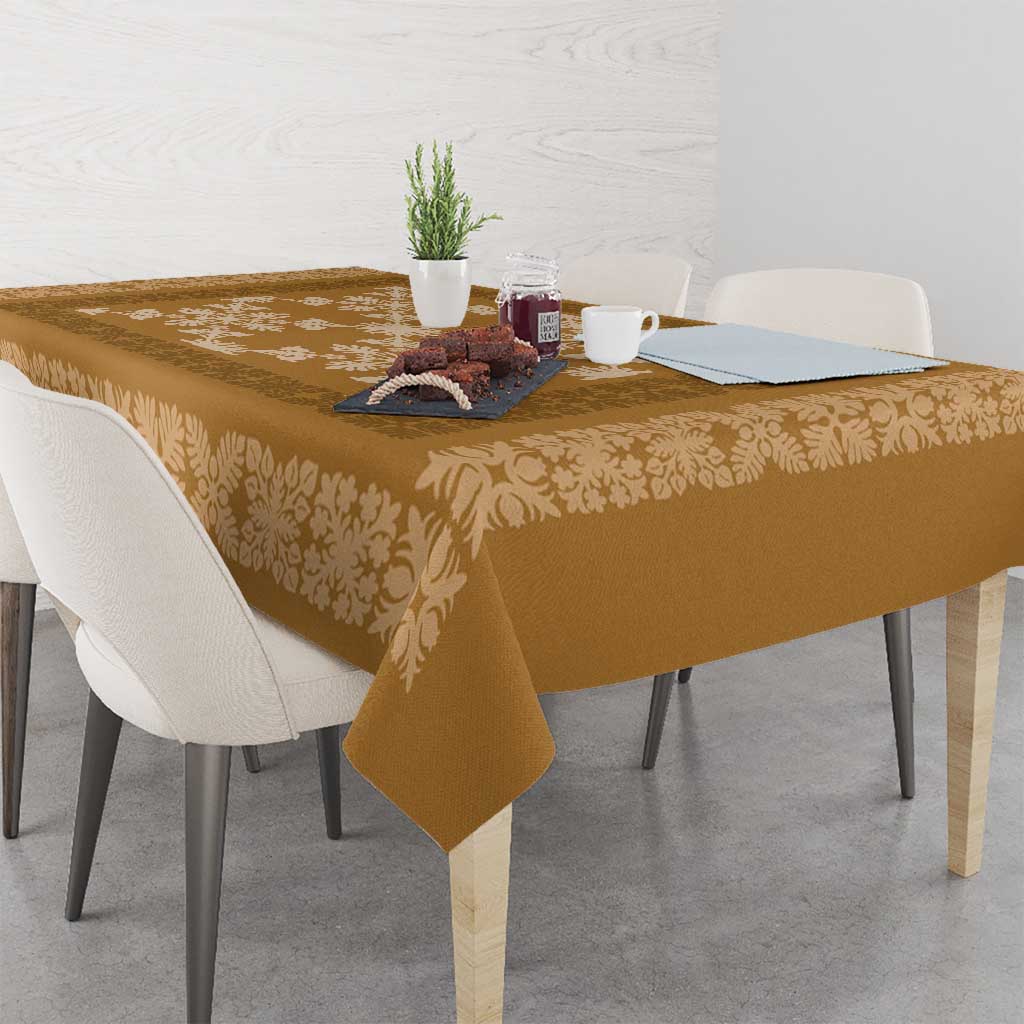 Hawaiian Quilt Pattern Tablecloth Gold Hawaii Culture Tropical - Polynesian Pride