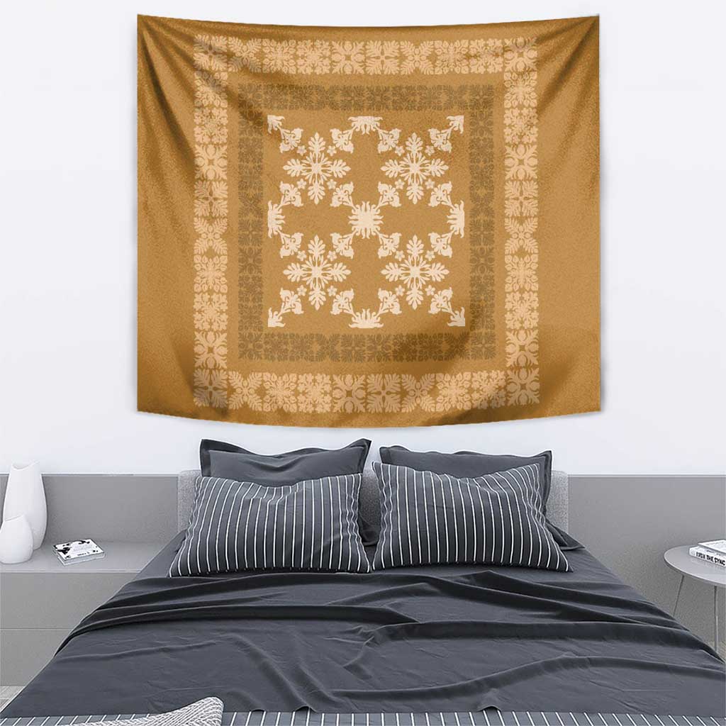 Hawaiian Quilt Pattern Tapestry Gold Hawaii Culture Tropical - Polynesian Pride