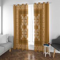 Hawaiian Quilt Pattern Window Curtain Gold Hawaii Culture Tropical - Polynesian Pride