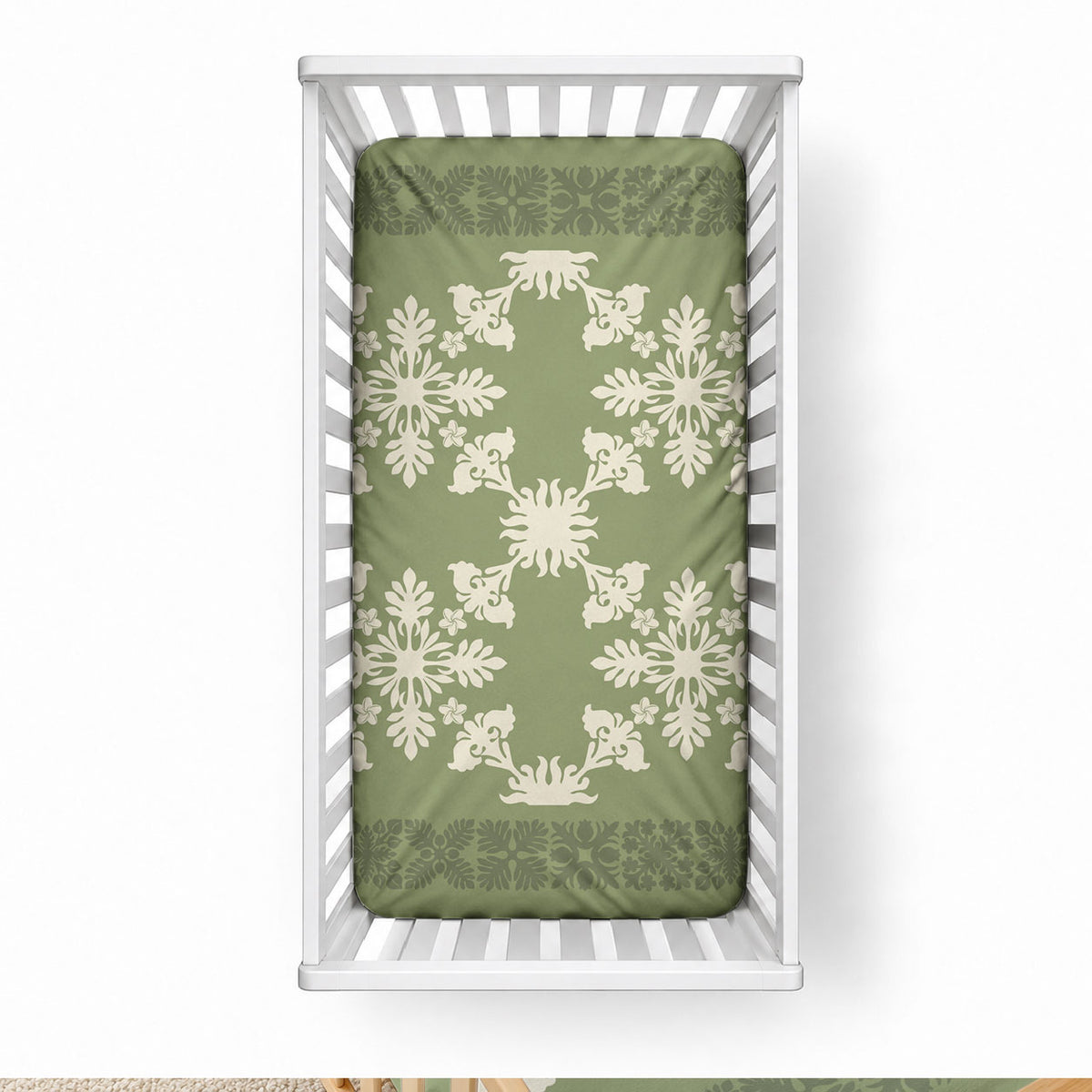Hawaiian Quilt Pattern Baby Bed Cover Lime Hawaii Culture Tropical LT9 28 × 52 in Lime - Polynesian Pride