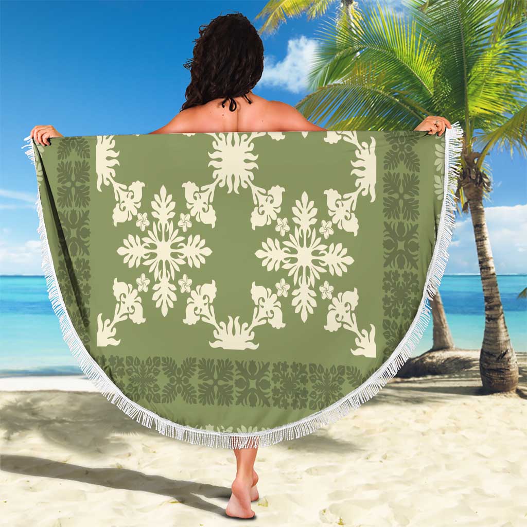 Hawaiian Quilt Pattern Beach Blanket Lime Hawaii Culture Tropical - Polynesian Pride