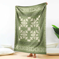 Hawaiian Quilt Pattern Blanket Lime Hawaii Culture Tropical - Polynesian Pride