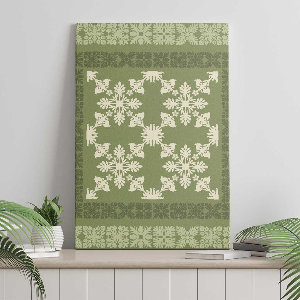 Hawaiian Quilt Pattern Canvas Wall Art Lime Hawaii Culture Tropical - Polynesian Pride