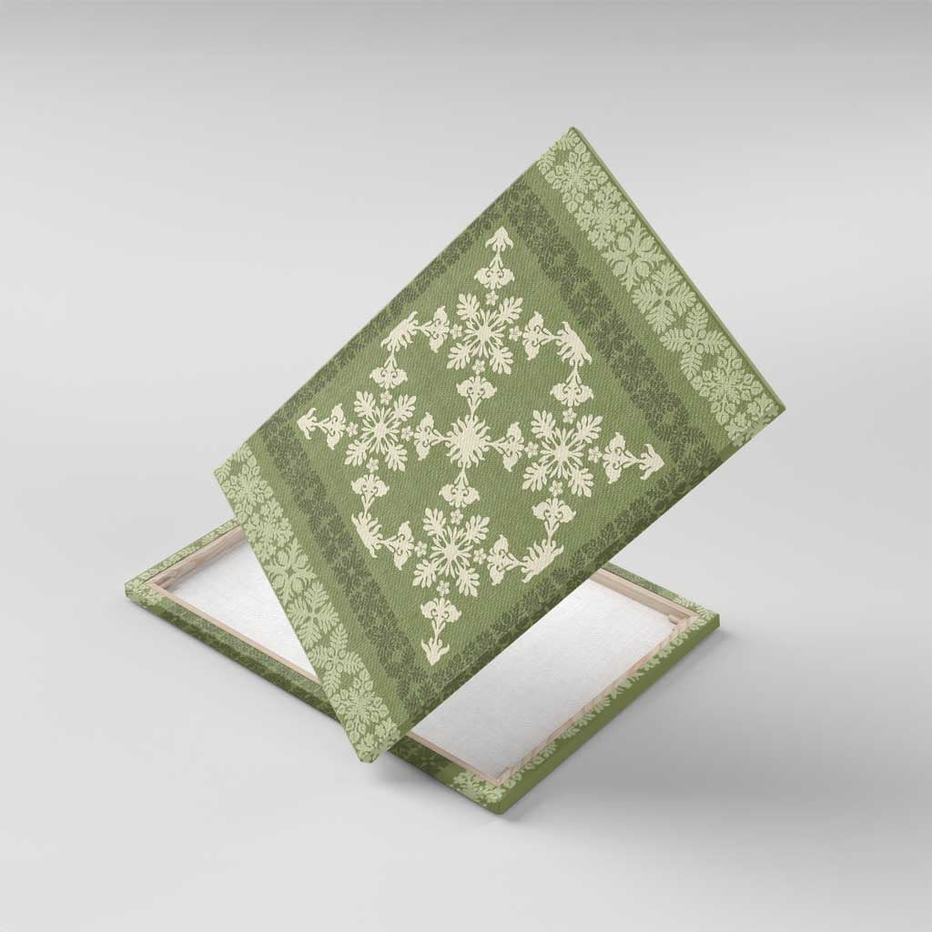 Hawaiian Quilt Pattern Canvas Wall Art Lime Hawaii Culture Tropical - Polynesian Pride