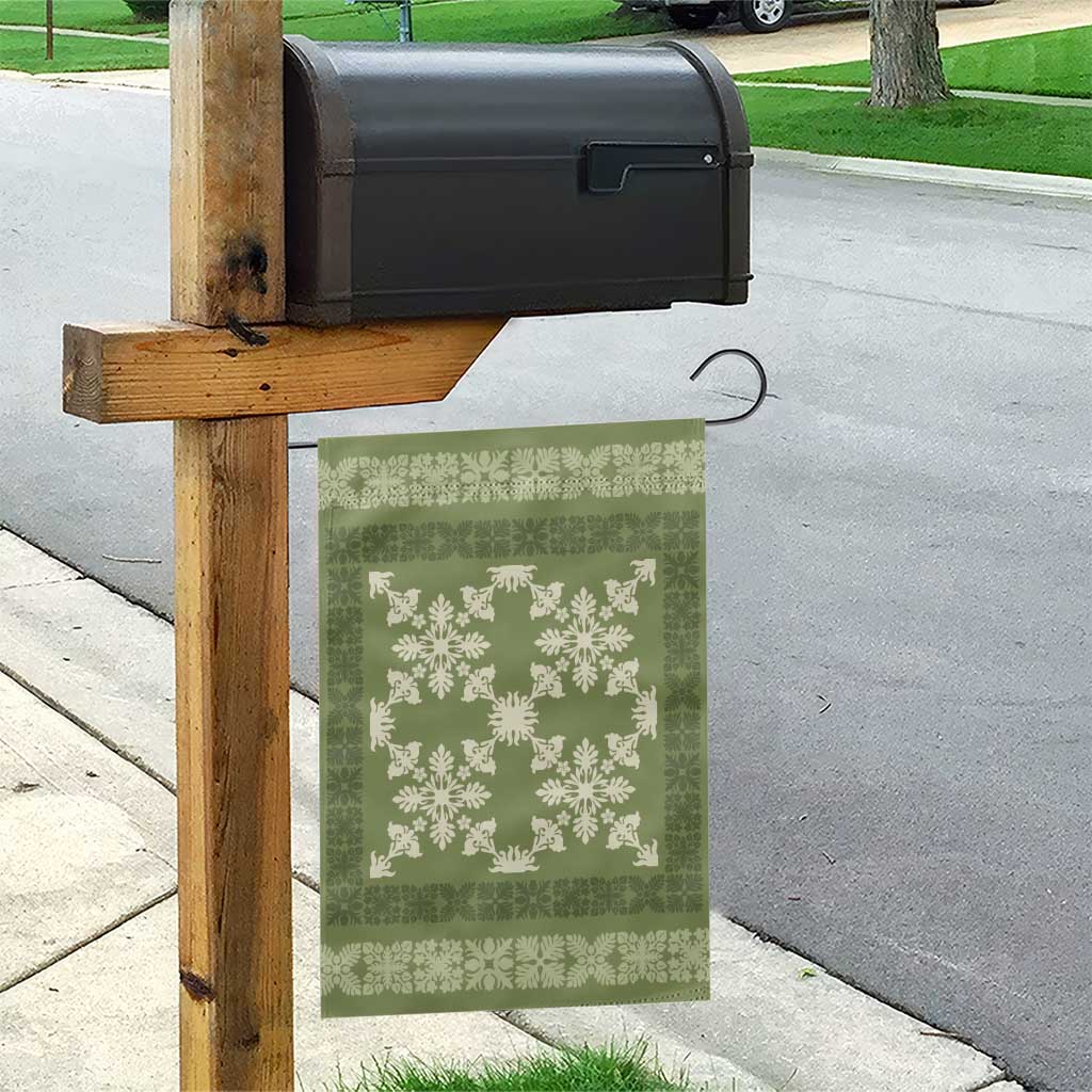 Hawaiian Quilt Pattern Garden Flag Lime Hawaii Culture Tropical - Polynesian Pride