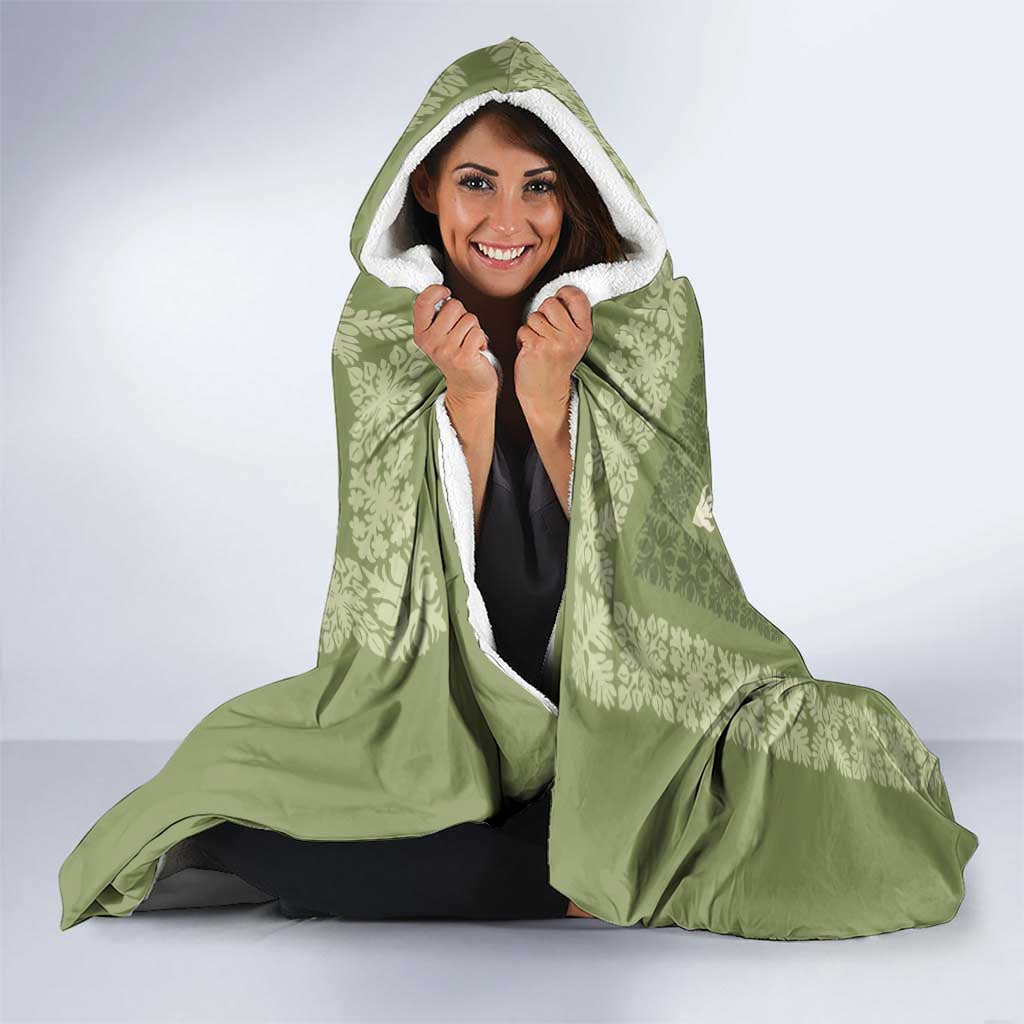 Hawaiian Quilt Pattern Hooded Blanket Lime Hawaii Culture Tropical - Polynesian Pride