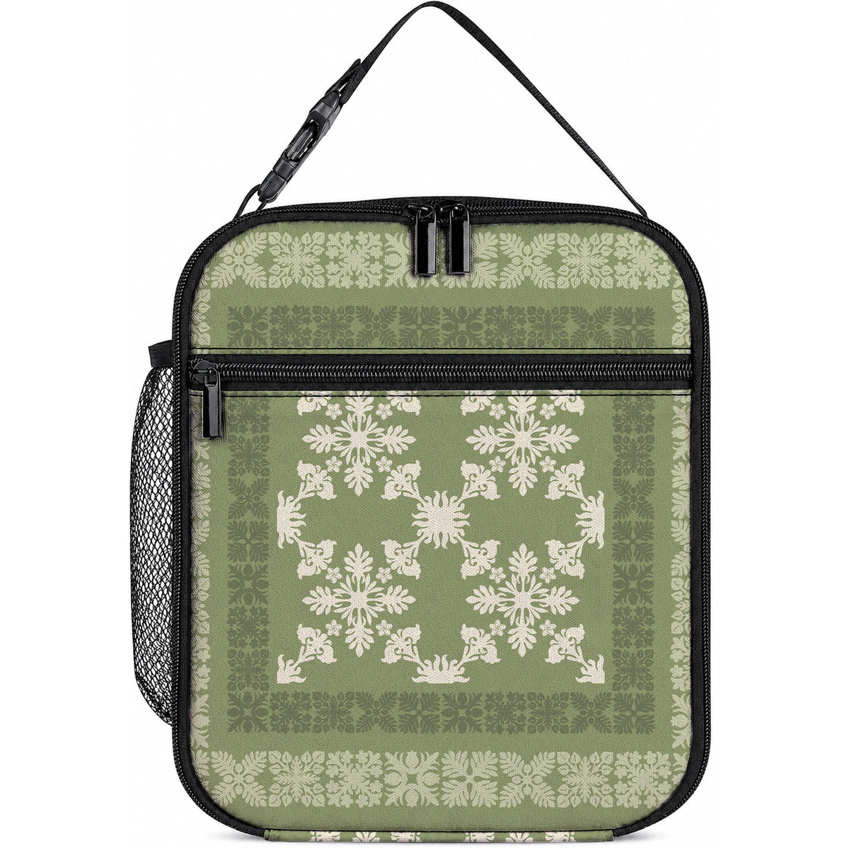 Hawaiian Quilt Pattern Lunch Bag Lime Hawaii Culture Tropical LT9 10.2 × 8.3 × 4.3 inch Lime - Polynesian Pride