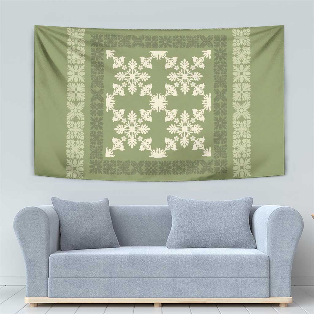Hawaiian Quilt Pattern Tapestry Lime Hawaii Culture Tropical - Polynesian Pride
