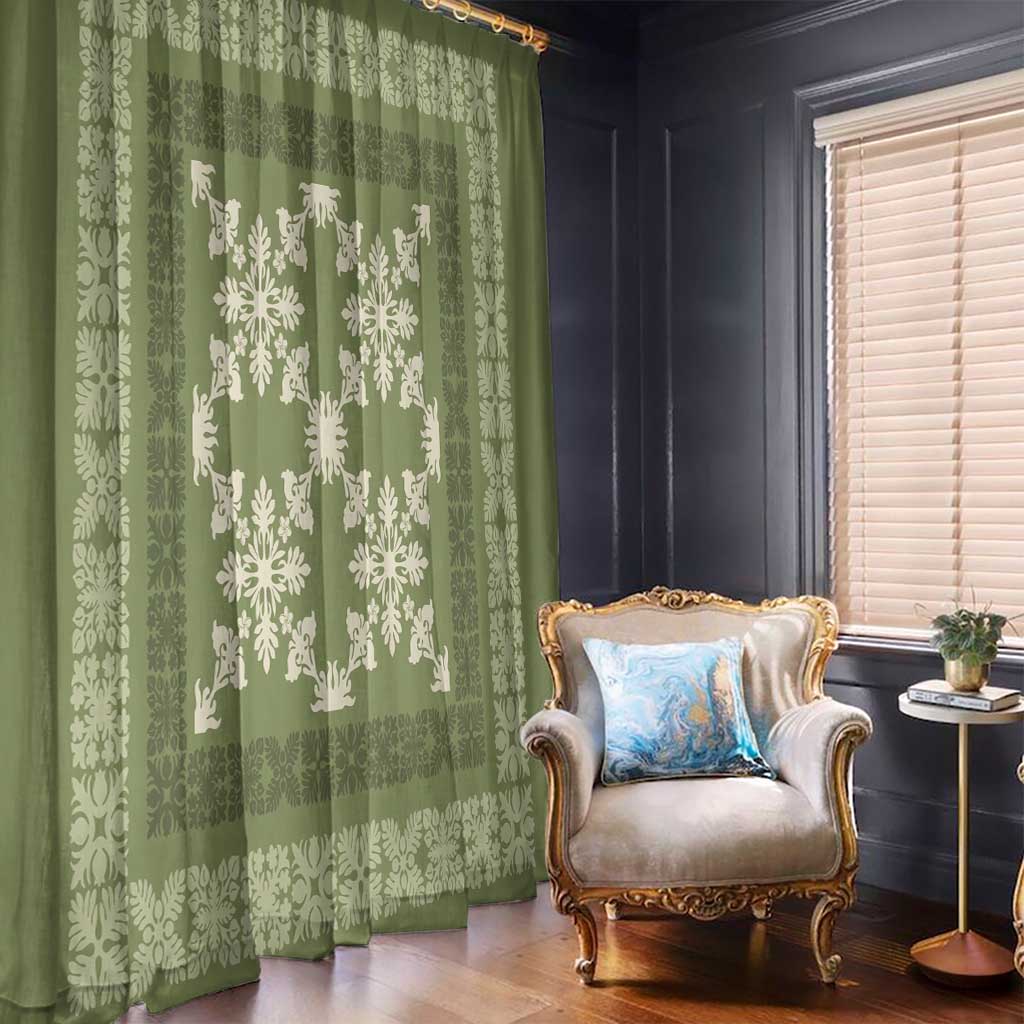 Hawaiian Quilt Pattern Window Curtain Lime Hawaii Culture Tropical - Polynesian Pride