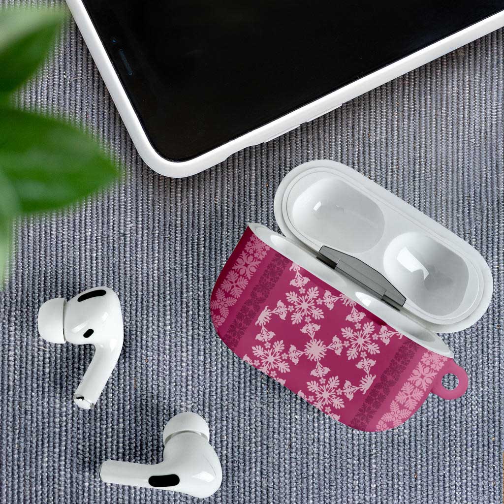 Hawaiian Quilt Pattern AirPods Case Pink Hawaii Culture Tropical - Polynesian Pride