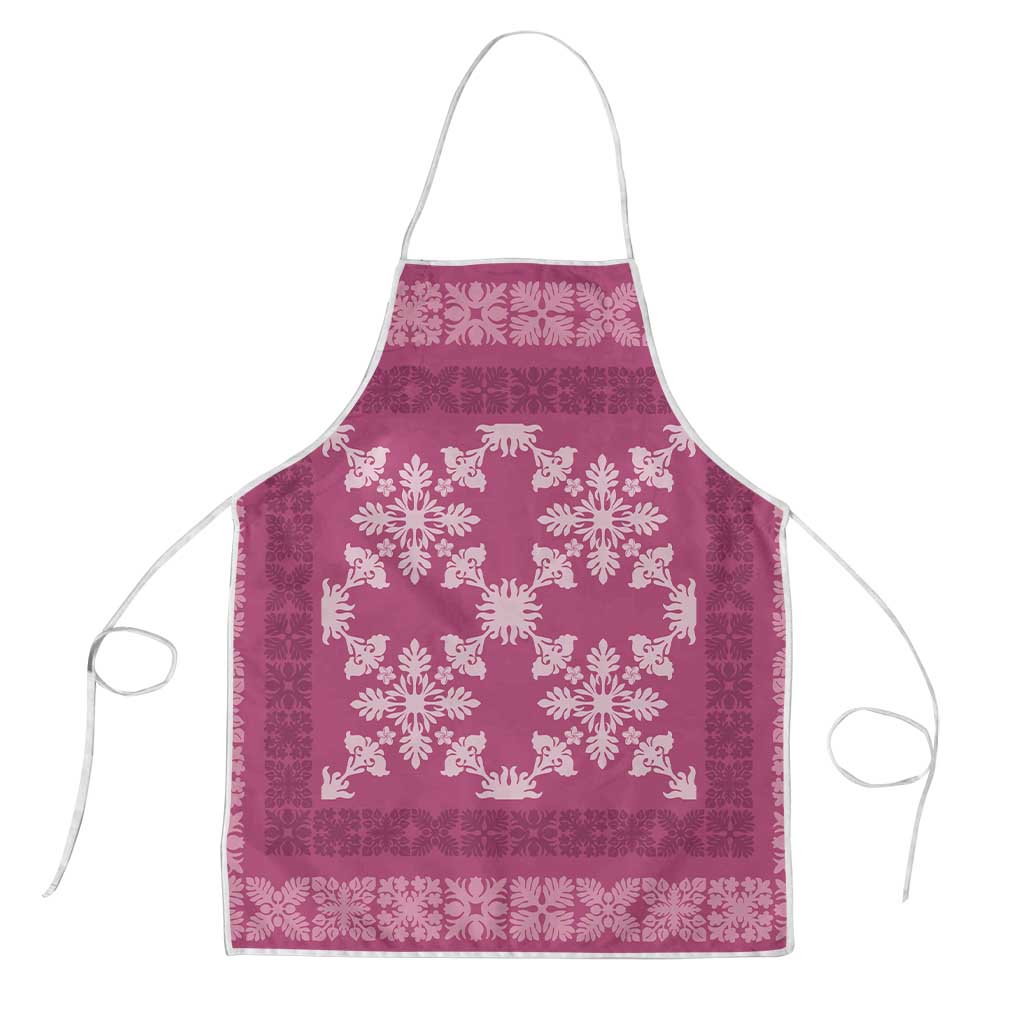 Hawaiian Quilt Pattern Apron Pink Hawaii Culture Tropical - Polynesian Pride