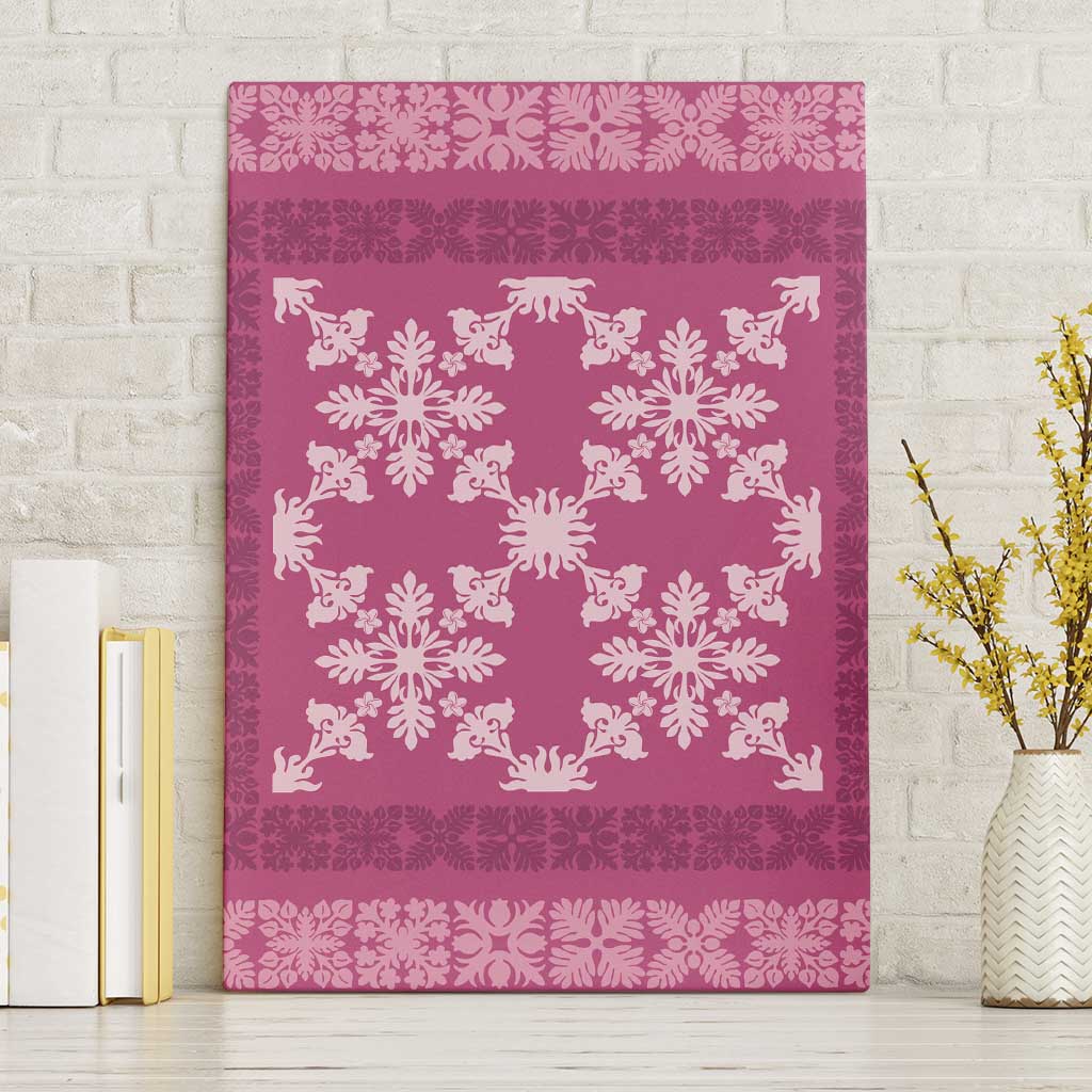 Hawaiian Quilt Pattern Canvas Wall Art Pink Hawaii Culture Tropical - Polynesian Pride