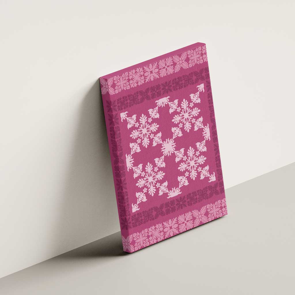 Hawaiian Quilt Pattern Canvas Wall Art Pink Hawaii Culture Tropical - Polynesian Pride