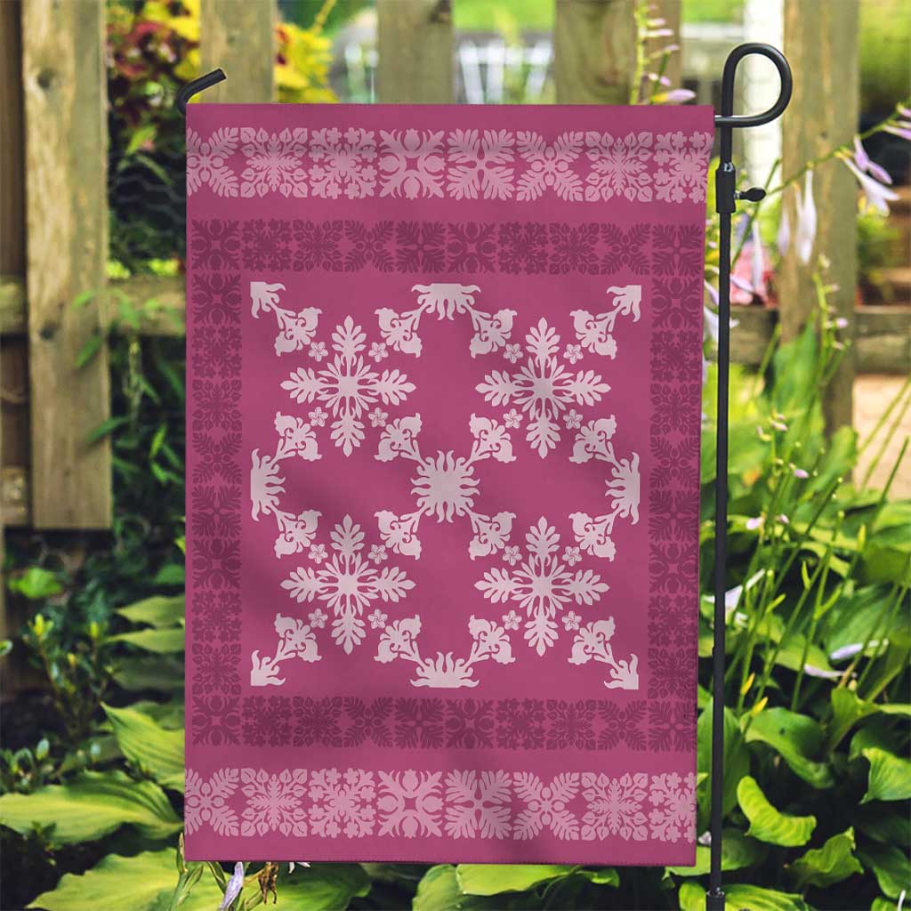 Hawaiian Quilt Pattern Garden Flag Pink Hawaii Culture Tropical - Polynesian Pride