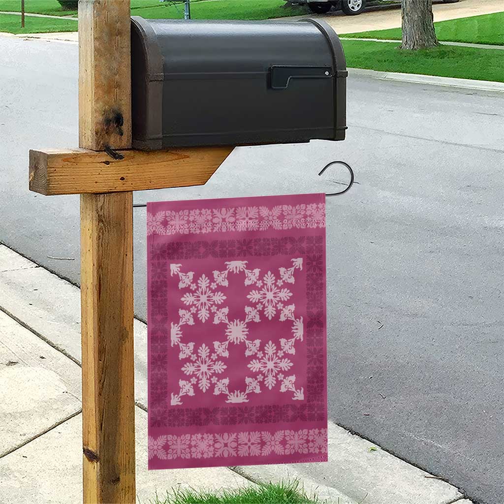 Hawaiian Quilt Pattern Garden Flag Pink Hawaii Culture Tropical - Polynesian Pride