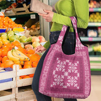 Hawaiian Quilt Pattern Grocery Bag Pink Hawaii Culture Tropical - Polynesian Pride