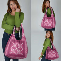 Hawaiian Quilt Pattern Grocery Bag Pink Hawaii Culture Tropical - Polynesian Pride