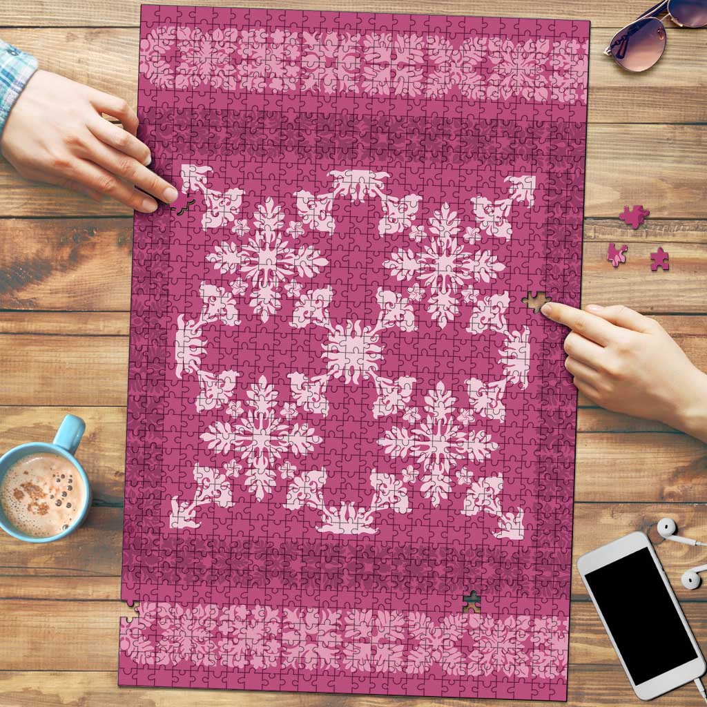 Hawaiian Quilt Pattern Puzzle Pink Hawaii Culture Tropical - Polynesian Pride