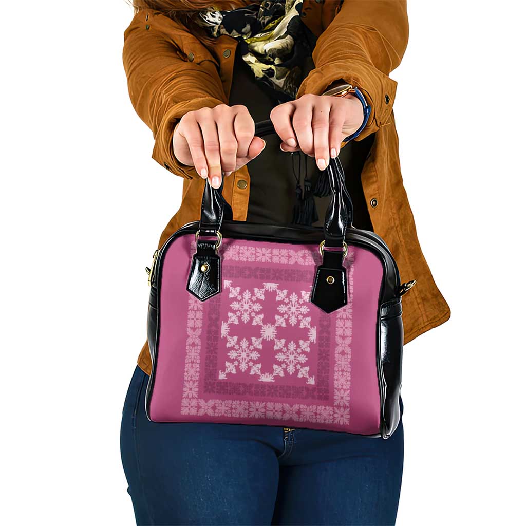 Hawaiian Quilt Pattern Shoulder Handbag Pink Hawaii Culture Tropical - Polynesian Pride