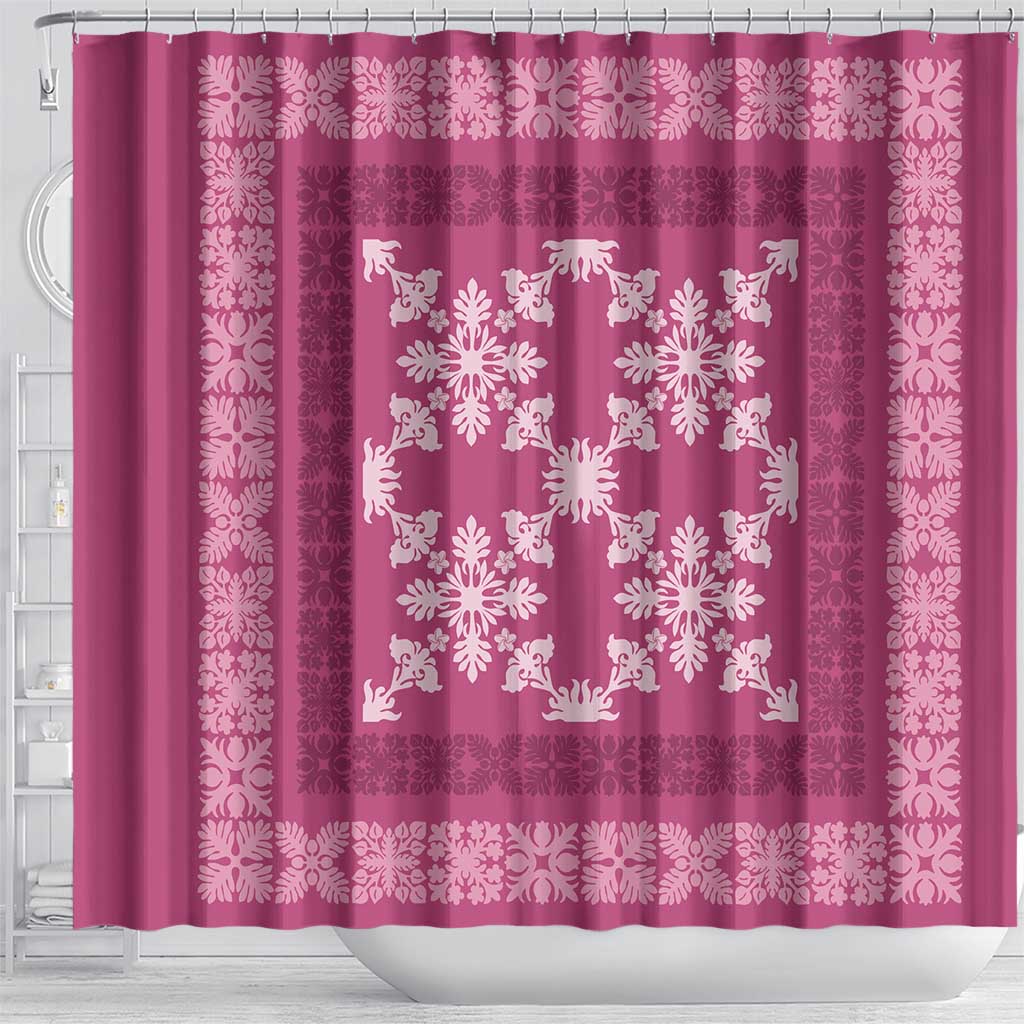 Hawaiian Quilt Pattern Shower Curtain Pink Hawaii Culture Tropical - Polynesian Pride