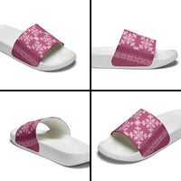 Hawaiian Quilt Pattern Slide Sandals Pink Hawaii Culture Tropical - Polynesian Pride