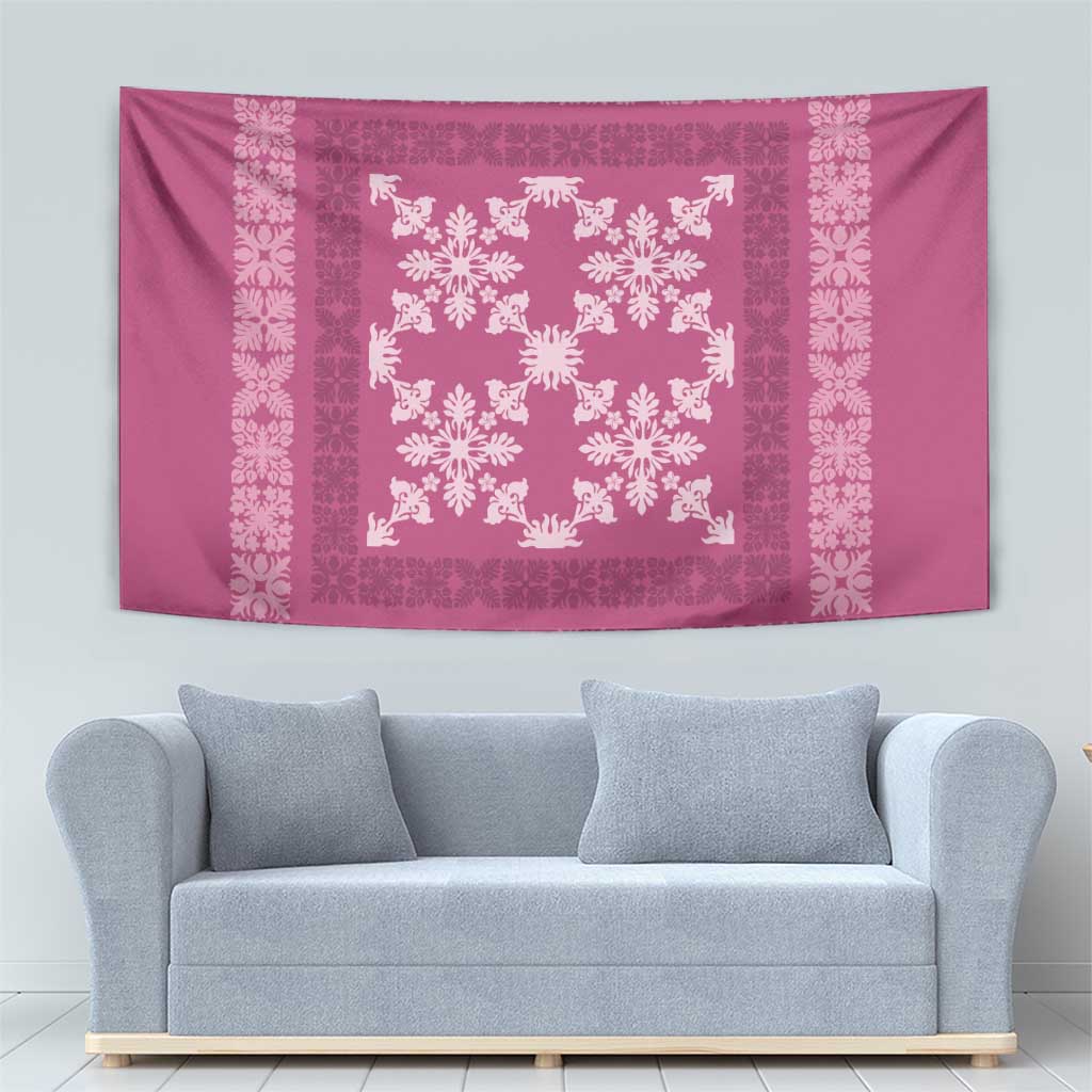 Hawaiian Quilt Pattern Tapestry Pink Hawaii Culture Tropical - Polynesian Pride