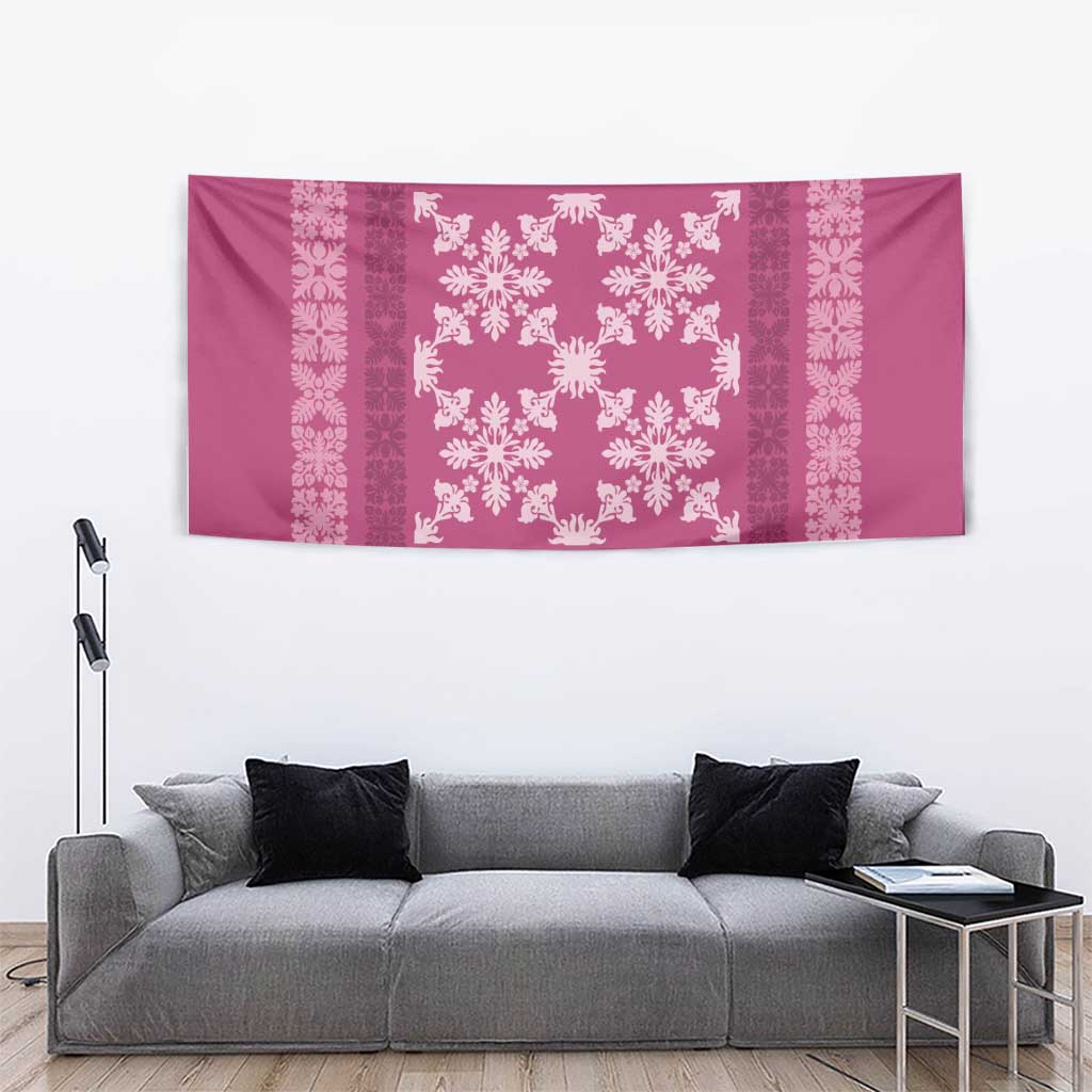 Hawaiian Quilt Pattern Tapestry Pink Hawaii Culture Tropical - Polynesian Pride
