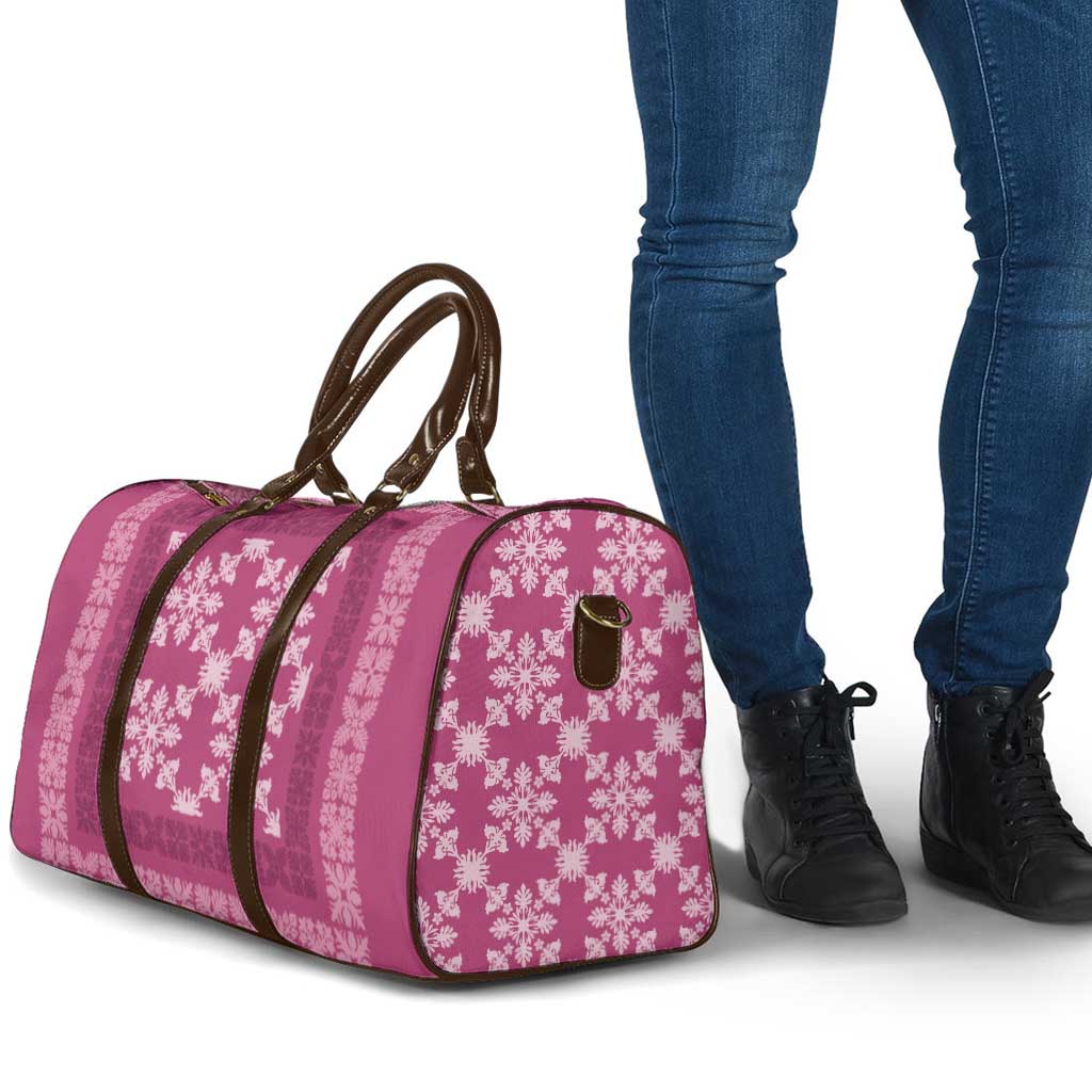Hawaiian Quilt Pattern Travel Bag Pink Hawaii Culture Tropical - Polynesian Pride