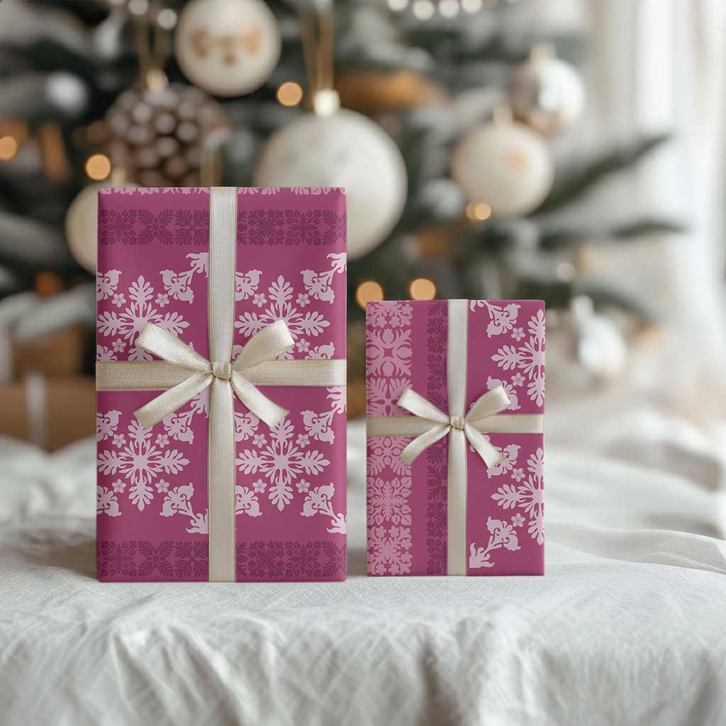 Hawaiian Quilt Pattern Wrapping Paper Pink Hawaii Culture Tropical - Polynesian Pride