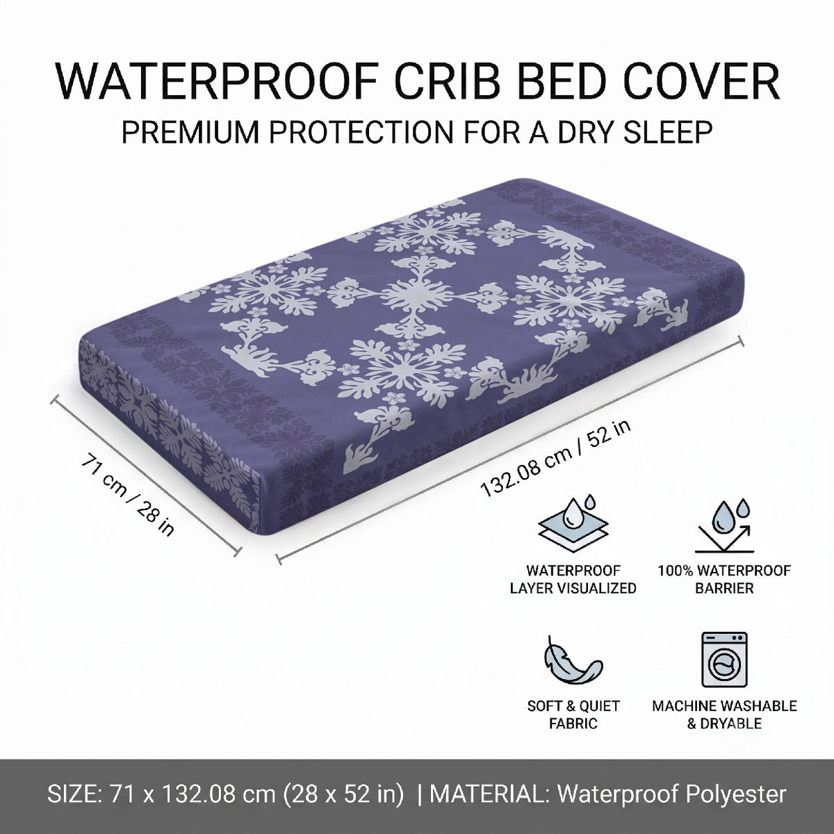 Hawaiian Quilt Pattern Baby Bed Cover Purple Hawaii Culture Tropical LT9 - Polynesian Pride