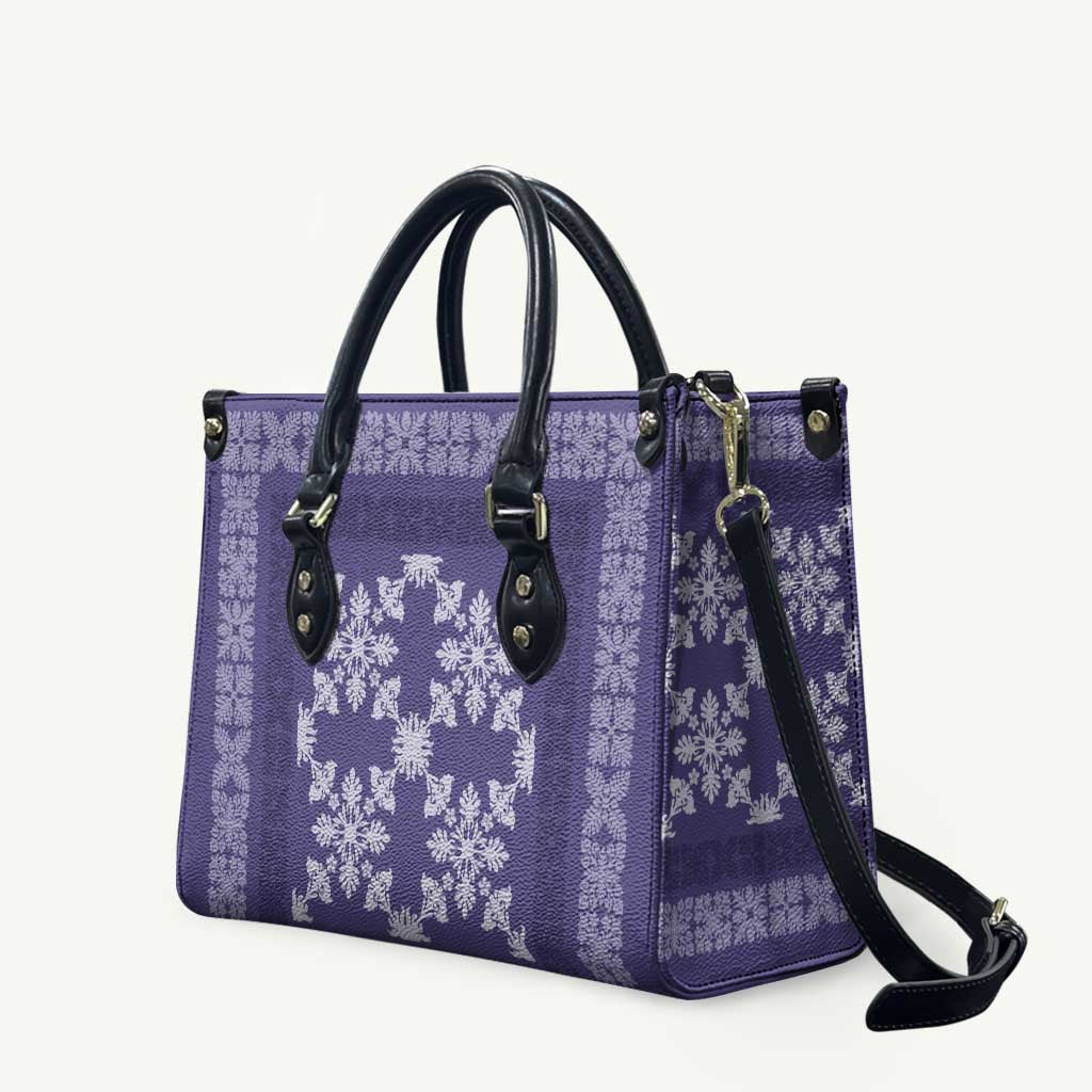 Hawaiian Quilt Pattern Leather Bag Purple Hawaii Culture Tropical - Polynesian Pride