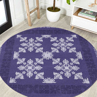 Hawaiian Quilt Pattern Round Carpet Purple Hawaii Culture Tropical - Polynesian Pride