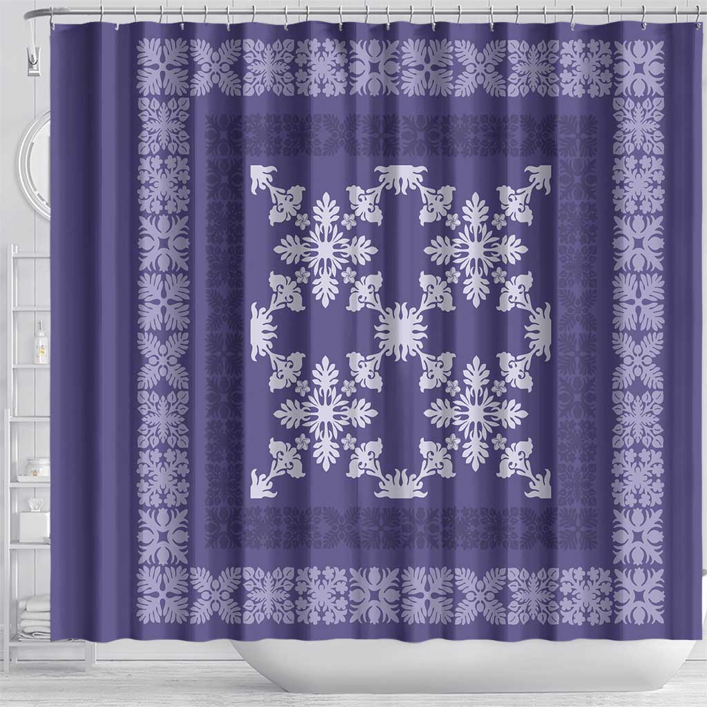 Hawaiian Quilt Pattern Shower Curtain Purple Hawaii Culture Tropical - Polynesian Pride