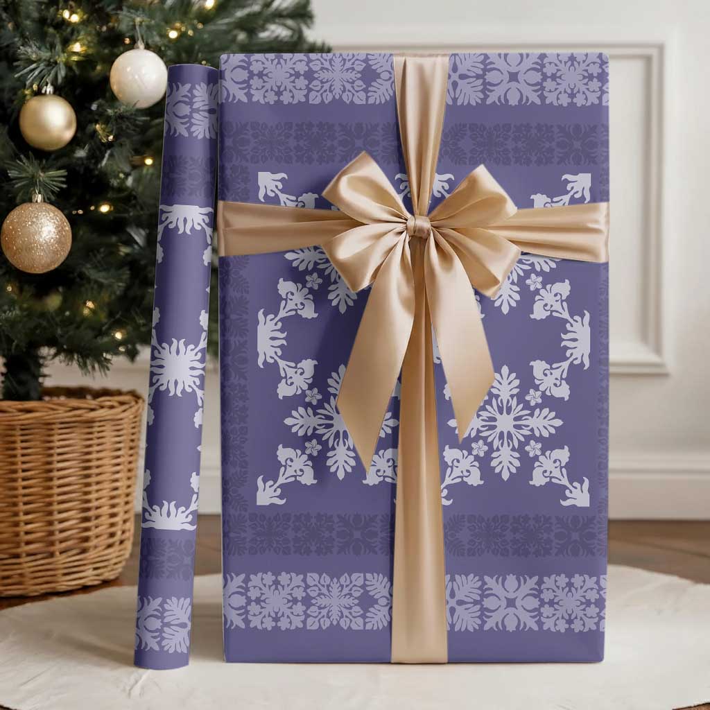 Hawaiian Quilt Pattern Wrapping Paper Purple Hawaii Culture Tropical - Polynesian Pride