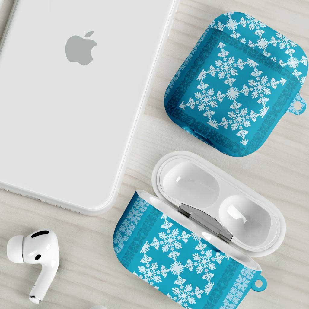 Hawaiian Quilt Pattern AirPods Case Teal Hawaii Culture Tropical - Polynesian Pride