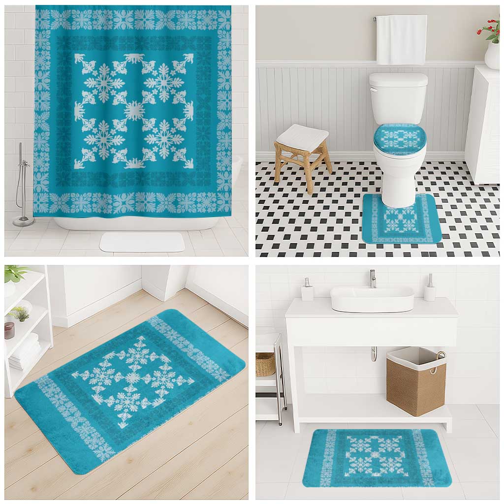Hawaiian Quilt Pattern Bathroom Set Teal Hawaii Culture Tropical - Polynesian Pride