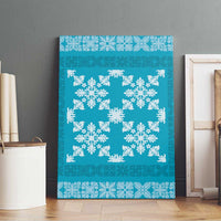 Hawaiian Quilt Pattern Canvas Wall Art Teal Hawaii Culture Tropical - Polynesian Pride